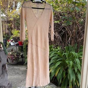 Free People Cream Long Sleeve Knit Dress